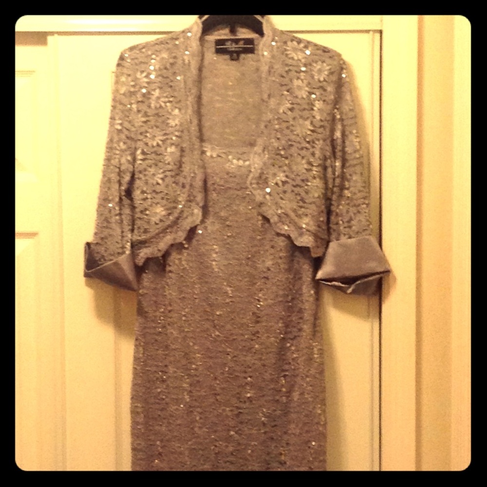 R & M Collection gray Sequined 2pc cocktail dress